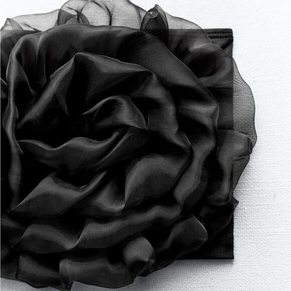 Zara Black Organza Flower Maxi Bandeau Top NWOT Size Small - Picture 9 of 9